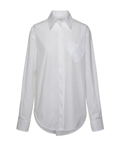 Moschino Heart-patch Cotton Shirt In White