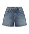 Moschino Heart-patch Denim Shorts In Blue