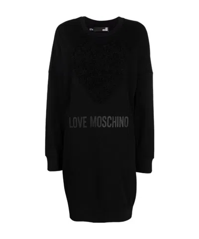 Moschino Heart-patch Sweat Dress In Black