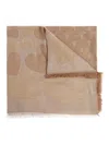 Moschino Heart-pattern Fringed Scarf In Brown
