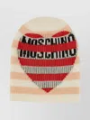 Moschino Heart Pattern Ribbed Soft Striped Hat