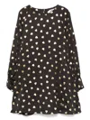 Moschino Black Dress With All-over Heart Print In Viscose Girl In Black
