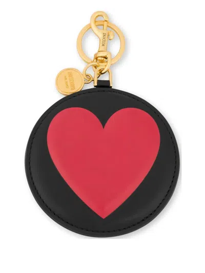 Moschino Heart-print Keyring In Black