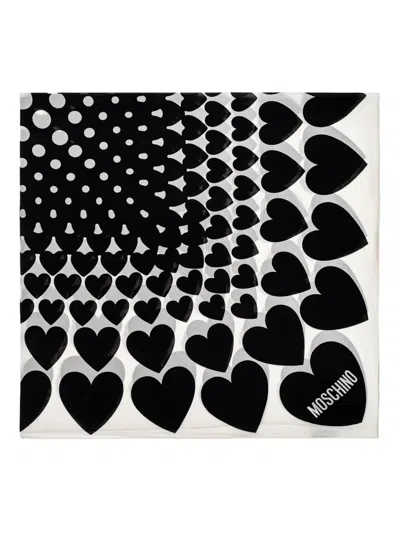 Moschino Heart-print Silk Scarf In White