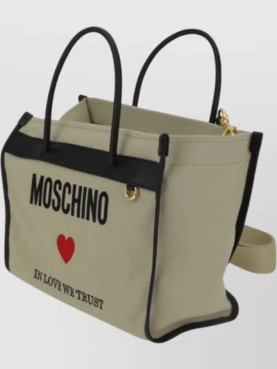 Moschino Heart Print Tote Bag In Gray