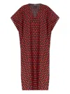 Moschino Heart-print V-neck Midi Dress In Red