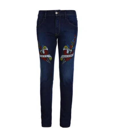 Moschino Heart Printed Jeans In Black