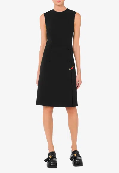 Moschino Safety Pin-detail Sleeveless Dress In Black