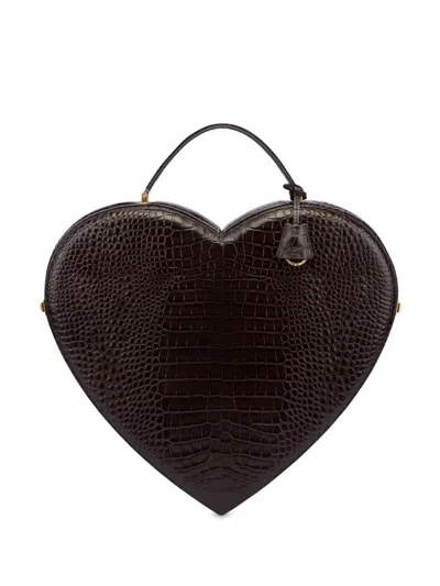 Moschino Heart-shape Leather Tote Bag In Brown