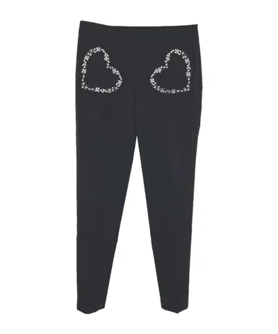 Moschino Heart-shaped Bag Casual Pants In Black
