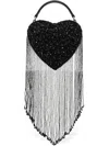 Moschino Heart-shaped Beaded Tote Bag In Black