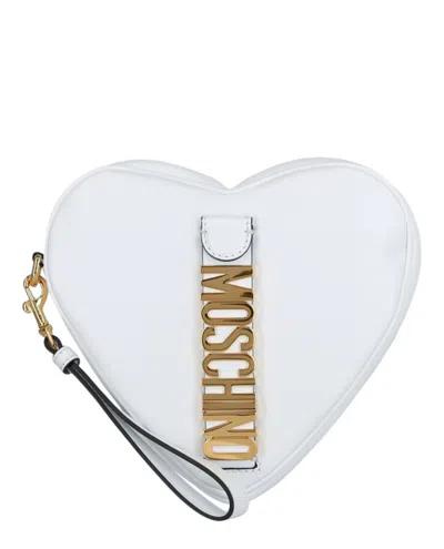 Moschino Heart Shaped Belt Logo Wristlet In White