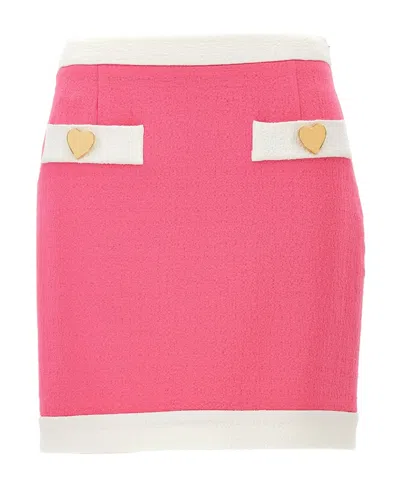 Moschino Heart-shaped Button Skirt In White