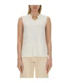 Moschino Blouse With Heart Applique And Subtle Keyhole Detail In White