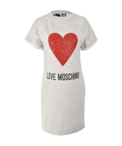 Moschino Heart-shaped Hot Drill Stretch Dress In White