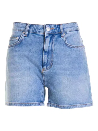 Moschino Heart-shaped Pocket Denim Shorts In Blue