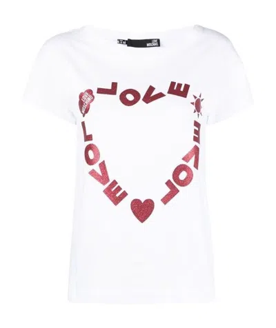 Moschino Heart-shaped Printed T-shirt In White