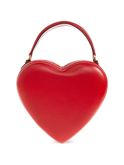 Moschino Heart Shaped Top Handle Tote Bag In Red