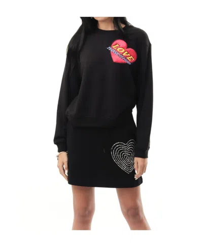 Moschino Heart-shaped Upholstered Sweater In Black