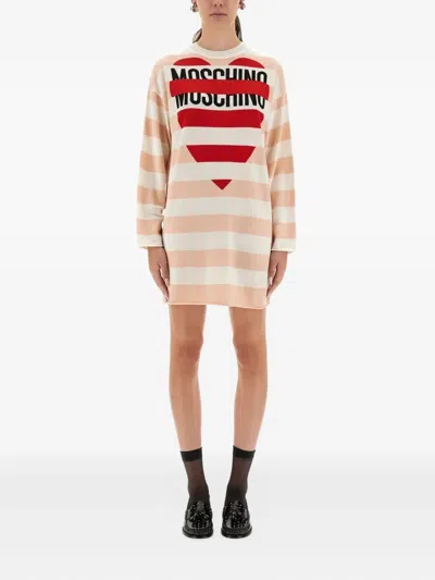 Moschino Relaxed Fit Wool Mini Dress In Neutral