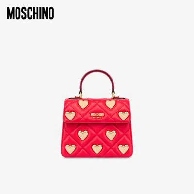 Moschino /莫斯奇诺  女士heart Studs绗缝手提包 In Neutral