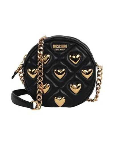 Moschino Heart Studs Quilted Shoulder Bag Woman Cross-body Bag Black Size - Lambskin