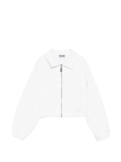 Moschino Kids' Heart Zip Bomber Jacket In White