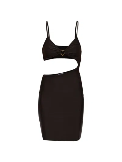 Moschino Heart-appliqué Cut-out Mini Dress In Black