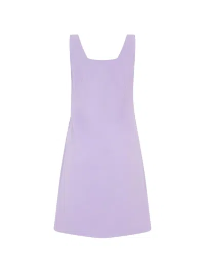 Moschino Heart-button Pleated Mini Dress In Purple