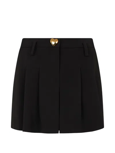 Moschino Heart-button Pleated Shorts In Black