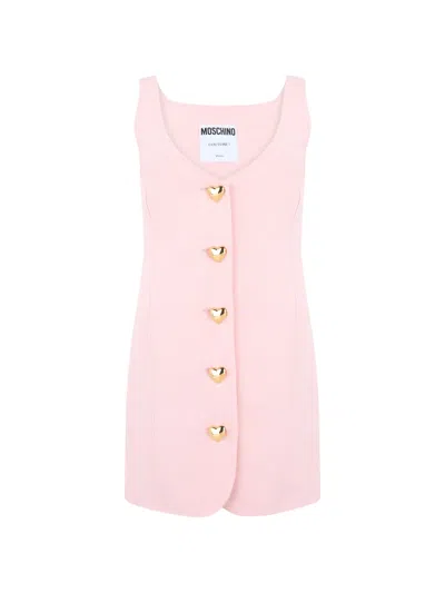 Moschino Heart-button Sleeveless Mini Dress In Pink