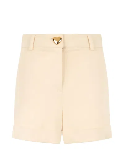 Moschino Heart-button Turned-up Shorts In Neutral