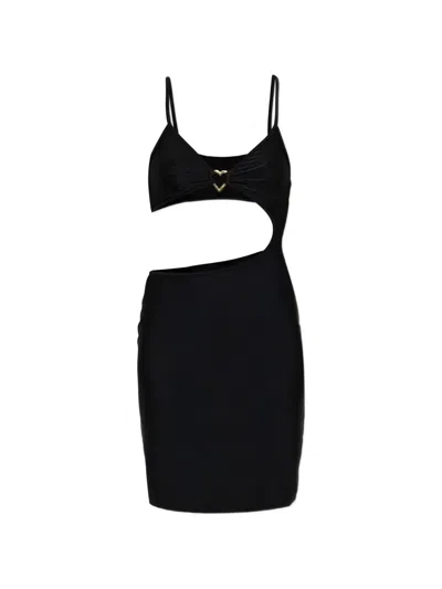 Moschino Heart-detail Cutout Mini Beach Dress In Black