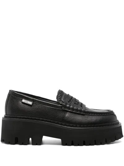 Moschino Hearted Loafers In Black
