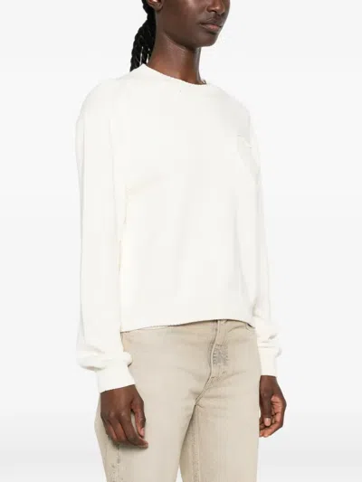 Moschino Ivory Knitted Sweater With Heart Motif In White
