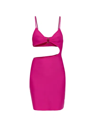 Moschino Heart-motif Cut-out Mini Dress In Pink