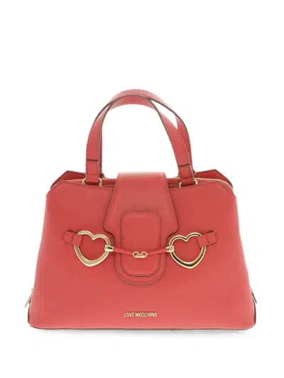 Moschino Heart-motif Grained-effect Tote Bag