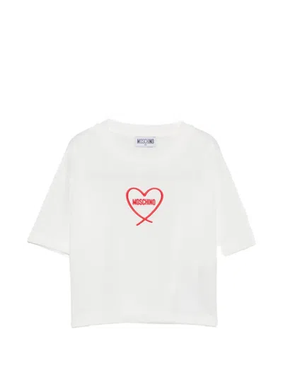 Moschino Kids' Heart-motif T-shirt In White