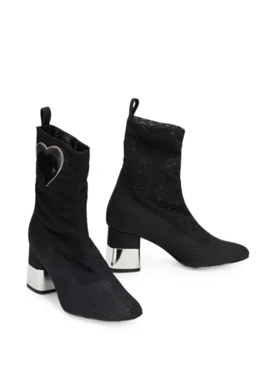 Moschino Heart-patch Boots In Black