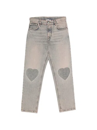 Moschino Heart-patch Jeans In Gray