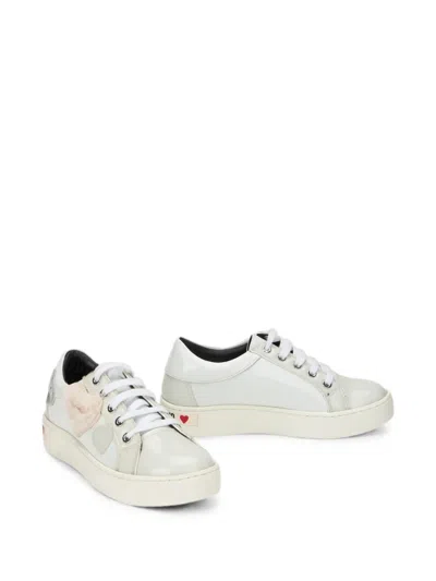 Moschino Heart-patch Sequin-embellished Sneakers In White