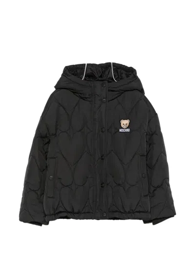 Moschino Kids' Heart-quilted Padded Jacket In Black