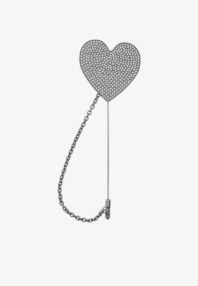 Moschino Heart-shaped Brooch In Silver