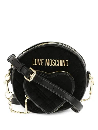 Moschino Heart-shaped Pocket Round Mini Crossbody Bag In Neutral