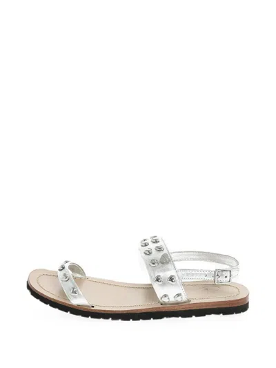 Moschino Heart-stud Silver Leather Sandals