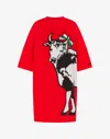 Moschino Heavy Cotton Oversize Dress Archive In Red