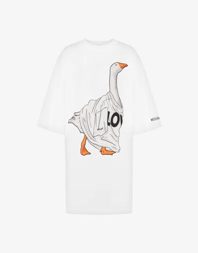 Moschino Heavy Cotton Oversize Dress Goose In White