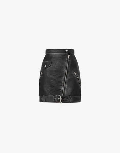 Moschino Heavy Nappa Leather Mini Skirt In Black