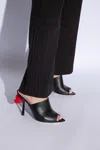 Moschino Heeled Mules In Leather In Black