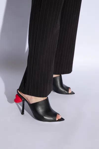 Moschino Heeled Mules In Leather In Black